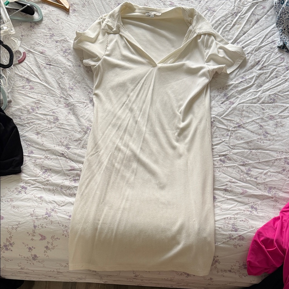 Elegant Cream V-Neck Dress